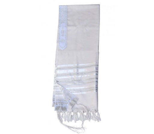 Talitnia Gilboa Light Weight Non Slip Tallit Wool Tallit Prayer Shawl - Silver Strips - Culture Kraze Marketplace.com