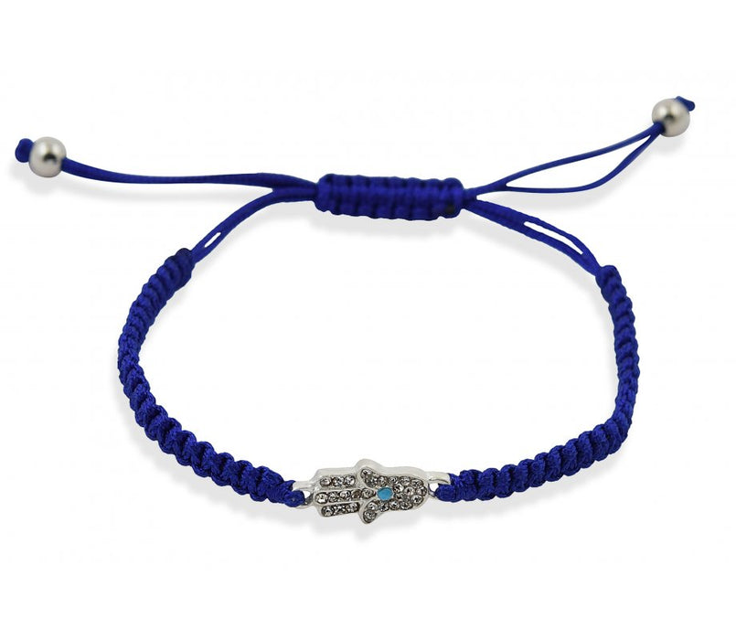 Braided Cord Adjustable Kabbalah Bracelet with Hamsa - Blue - Culture Kraze Marketplace.com