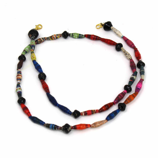 Face Mask/Eyeglass Paper Bead Chain, Small Black Beads - Culture Kraze Marketplace.com