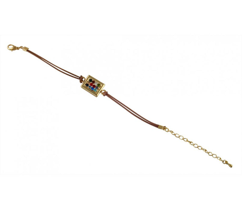 Gold color Breastplate Bracelet on Leather Cord - Culture Kraze Marketplace.com