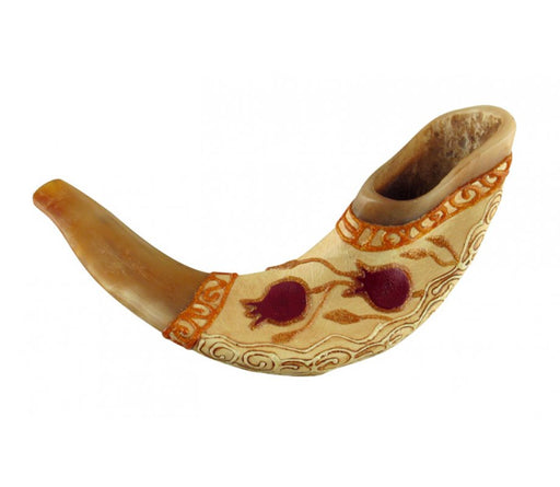 Light Hand Painted Rams Horn Shofar - Pomegranate - Culture Kraze Marketplace.com