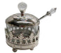 Silver Nickel and Glass Rosh Hashanah Honey Dish with Cover and Spoon - Filigree - Culture Kraze Marketplace.com
