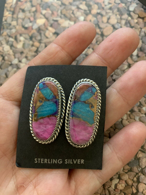 Navajo Pink Dream Mojave & Sterling Silver Oval Studs - Culture Kraze Marketplace.com