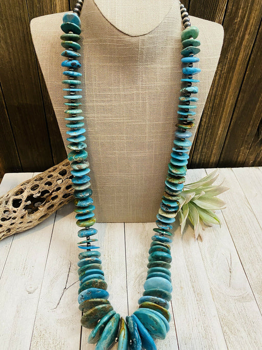 Navajo Turquoise & Sterling Silver Pearl Beaded Jumbo Necklace 38 Inch - Culture Kraze Marketplace.com