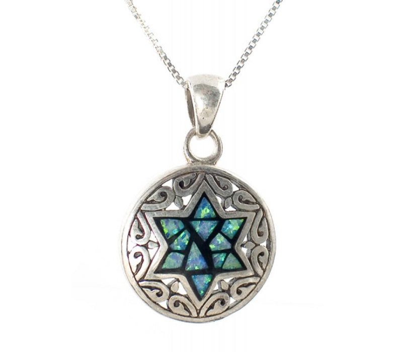 Sterling Silver and Opal Star of David Pendant - Culture Kraze Marketplace.com