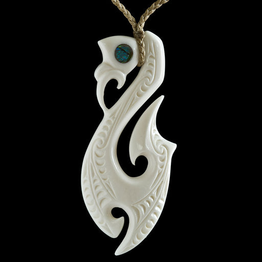 Large Engraved Manaia Matau Bone Pendant - Culture Kraze Marketplace.com