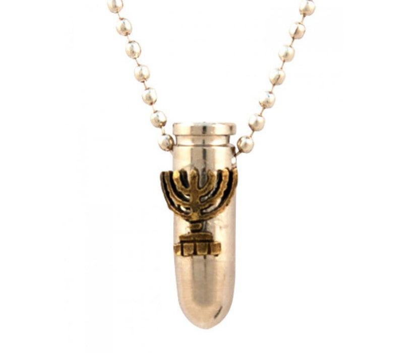 Israeli Army Bullet Metal Pendant - Menorah Symbol - Culture Kraze Marketplace.com