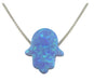 aJudaica Light Blue Opal Hamsa Pendant Necklace - Culture Kraze Marketplace.com