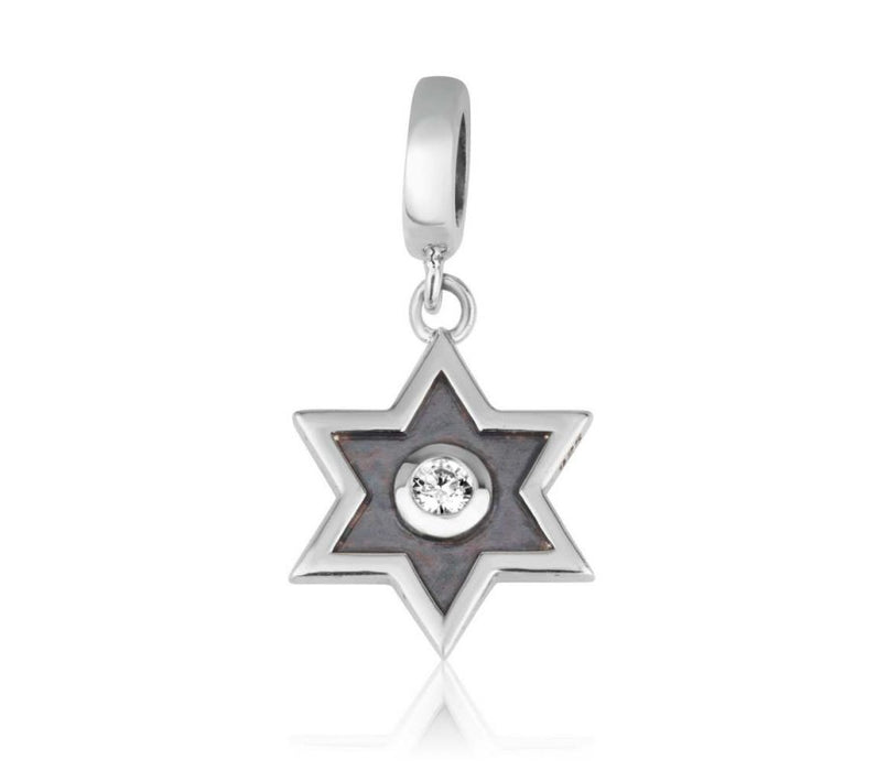 Sterling Silver Bracelet Charm, Star of David - Enamel and Crystal - Culture Kraze Marketplace.com