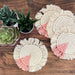 Macrame Coasters in Blush with fringe, Set of 4 - Culture Kraze Marketplace.com