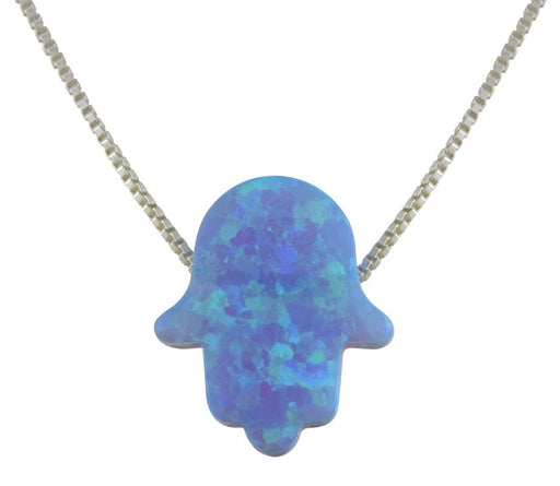 aJudaica Light Blue Opal Hamsa Pendant Necklace - Culture Kraze Marketplace.com