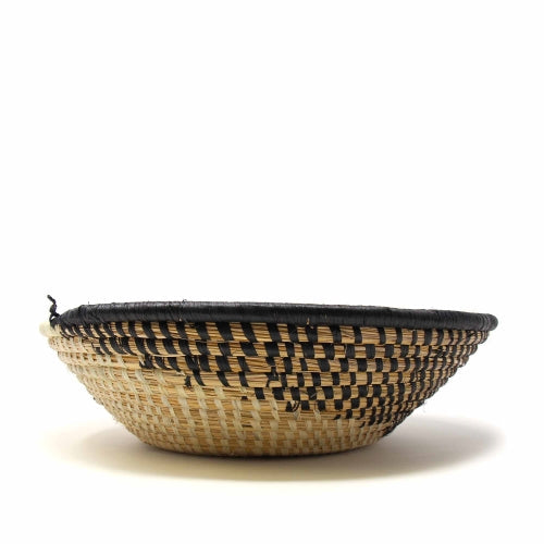 Woven Sisal Fruit Basket, Spiral Pattern in Natural/Black - Culture Kraze Marketplace.com
