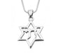 Rhodium Pendant Necklace Silver Star of David with Chai in Center - Culture Kraze Marketplace.com