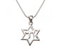 Rhodium Pendant Necklace, Star of David with Chai - Silver - Culture Kraze Marketplace.com