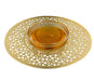 Dorit Judaica Gold Plated Honey Dish, Glass Bowl - Geometric Motif - Culture Kraze Marketplace.com
