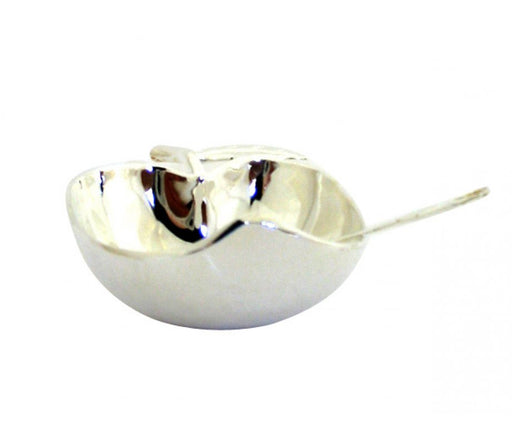 Nickel Open Apple Honey Dish with Spoon - Silver - Culture Kraze Marketplace.com