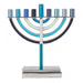 Yair Emanuel Classic Contemporary Aluminum Hanukkah Menorah - Shades of Blue - Culture Kraze Marketplace.com
