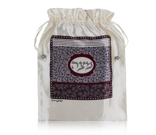 Dorit Judaica Decorative Satin Afikoman Bag, Maroon Leaf and Flower Design - Culture Kraze Marketplace.com
