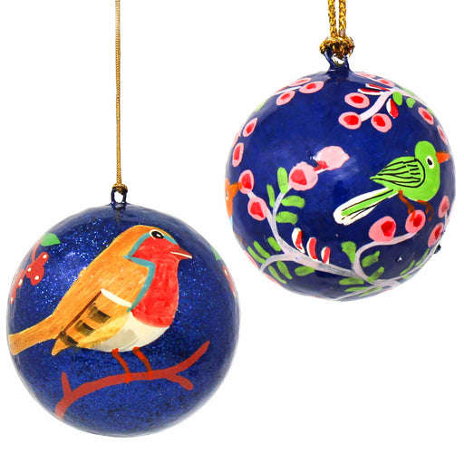 Handpainted Ornaments Bright Birds Large & Small, Set of 2 - Culture Kraze Marketplace.com