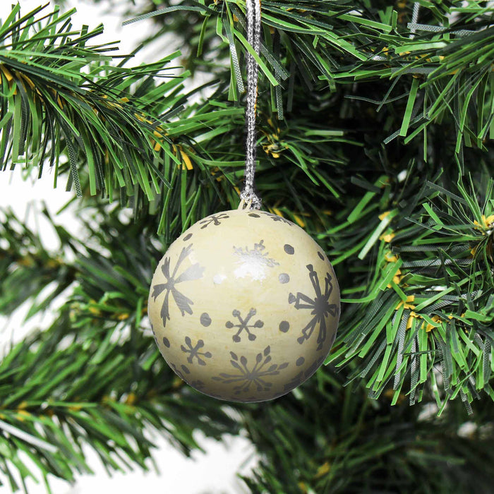 Handpainted Ornaments, Silver Snowflakes - Pack of 3 - Culture Kraze Marketplace.com