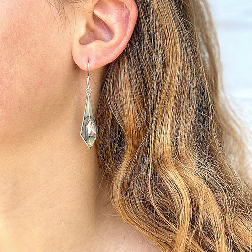 Abalone Diamond-Shaped Dangle Earrings - Culture Kraze Marketplace.com