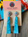 Navajo Sterling Silver & Turquoise Slab Concho Dangle Earrings - Culture Kraze Marketplace.com
