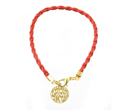 Braided Red Cord Kabbalah Bracelet, Shema Yisrael Charm - Gold - Culture Kraze Marketplace.com
