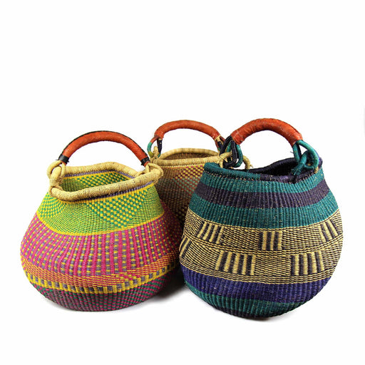 Bolga Pot Design Market Basket, Mixed Colors - Culture Kraze Marketplace.com