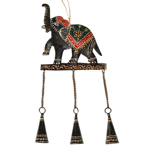 Embossed Elephant Chime, Hand-painted Recycled Iron - Culture Kraze Marketplace.com