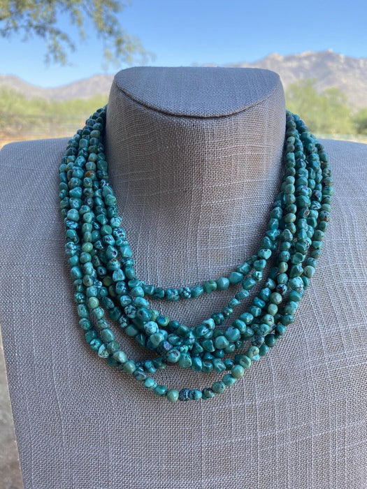 Navajo Turquoise & Sterling  Beaded Necklace 18"