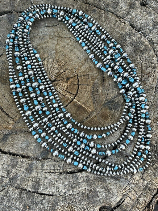 Navajo Turquoise Stone & Sterling Silver Beaded Necklace 15 Feet 3 Inches - Culture Kraze Marketplace.com