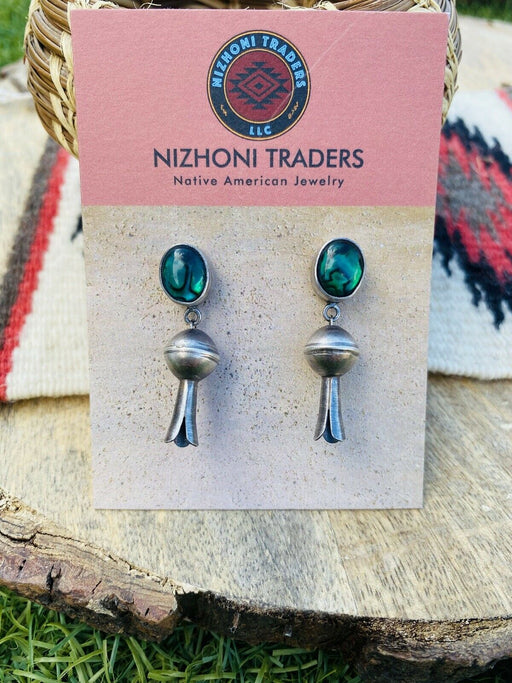 Navajo Abalone and Sterling Silver Blossom Dangle Earrings - Culture Kraze Marketplace.com