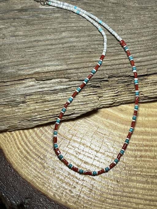 Navajo Sterling Silver, Multi Stone Heishi Beaded 16 Inch Necklace - Culture Kraze Marketplace.com