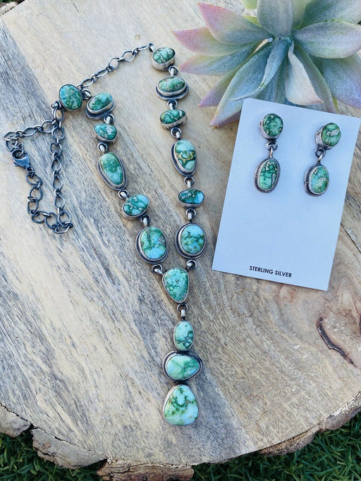 Stunning Navajo Sterling Silver & Sonoran Mountain Turquoise Necklace Set - Culture Kraze Marketplace.com