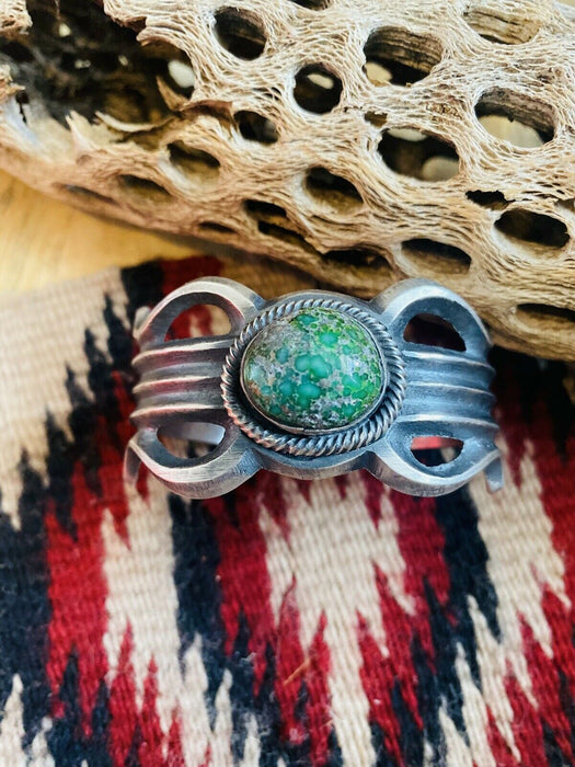 Navajo Sterling Silver & Sonoran Gold Turquoise Cuff Bracelet