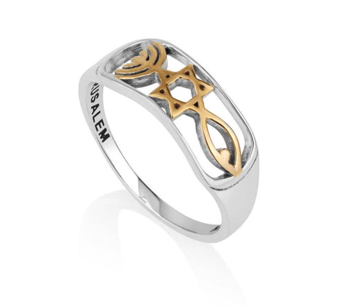 Sterling Silver and Gold Plated Ring - Messianic Design - Culture Kraze Marketplace.com