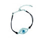 Double Black Cord Kabbalah Bracelet - Enamel Eye Centerpiece with Stones - Culture Kraze Marketplace.com