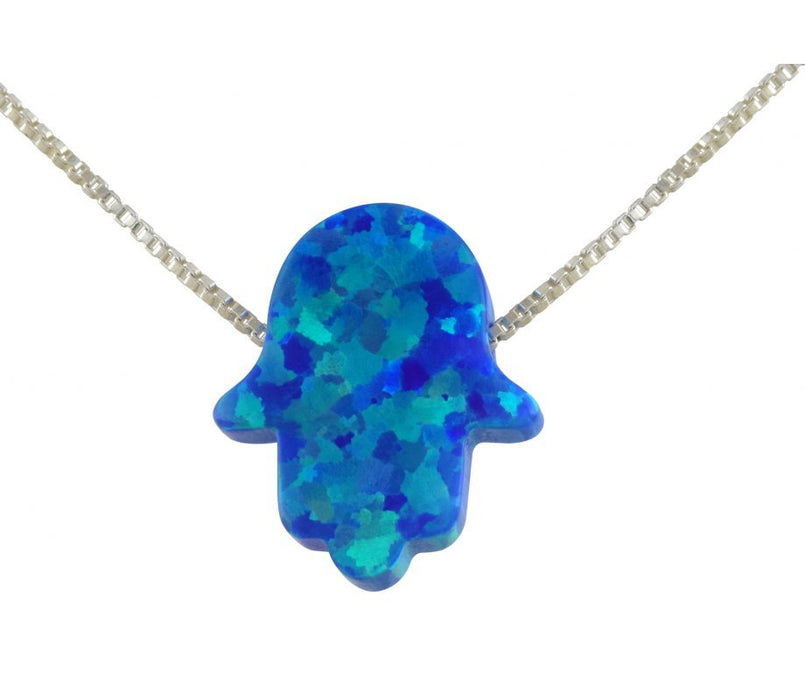 aJudaica Blue Opal Hamsa Pendant Necklace - Culture Kraze Marketplace.com