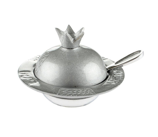 Sparkling Pomegranate-shaped Honey Dish with Lid and Spoon - Silver Gray - Culture Kraze Marketplace.com