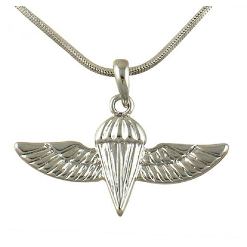 Rhodium Pendant Necklace with IDF Paratrooper Wings - Culture Kraze Marketplace.com