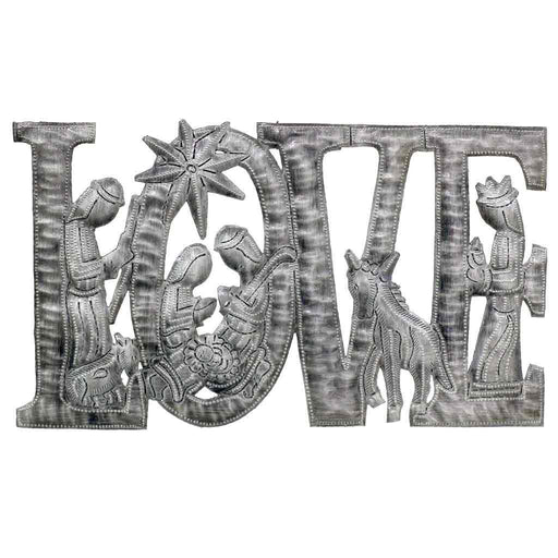 LOVE Metal Art with Nativity Scene (9" x 14") - Culture Kraze Marketplace.com
