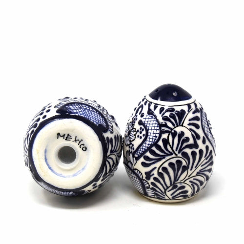 Encantada Handmade Pottery Spice Shakers, Blue Flower - Culture Kraze Marketplace.com