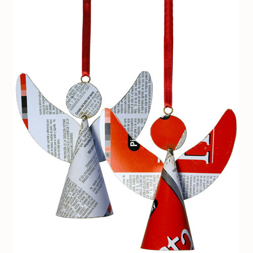 <center>Angel Christmas Ornaments made from Recycled Metal</br>Measures: 4-1/2" high x 5" wide</center>