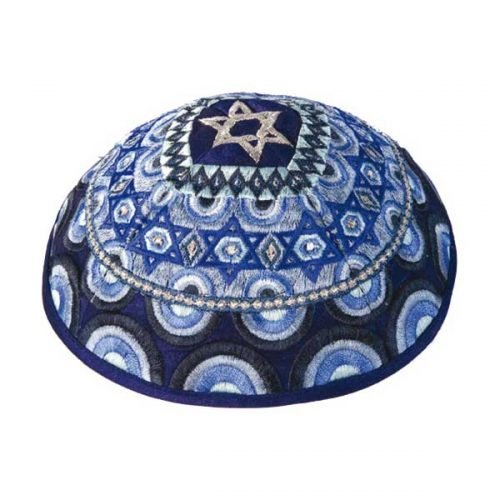 Yair Emanuel Embroidered Kippah – Blue Star of David Decorations - Culture Kraze Marketplace.com