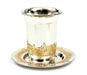 Kiddush Cup and Plate, Silver Plate with Gold Elements - Jerusalem Design - Culture Kraze Marketplace.com