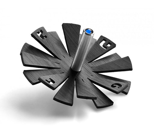 Adi Sidler Brushed Aluminum Chanukah Dreidel, Flying Petals Design - Black - Culture Kraze Marketplace.com