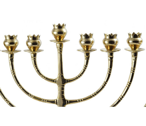 Tall Classic Brass Chanukah Menorah, Cups with Pomegranate Design - 24 Inches - Culture Kraze Marketplace.com