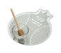 Pomegranate Shaped Tray, Honey Dish and Dipper and Shanah Tovah - Frosted Glass - Culture Kraze Marketplace.com