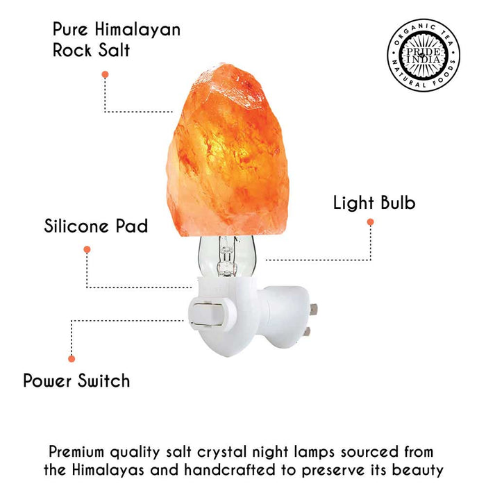 Pride of India Crystal Salt Night Lamp - Made w/ Naturally Occurring Himalayan Pink Salt– Home Decor – Handcrafted – Elevates Mood/ Brightens Space – Better Air Quality-11