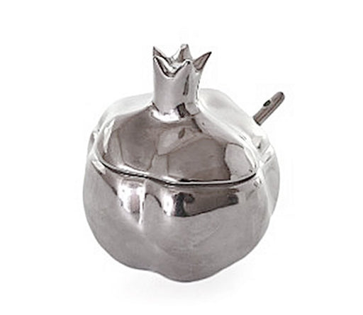 Pomegranate Shaped Silver Ceramic Honey Dish with Lid and Spoon - Culture Kraze Marketplace.com